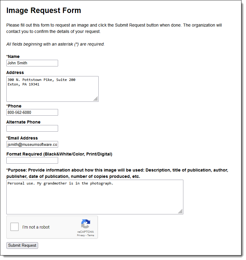 Image Request Form
