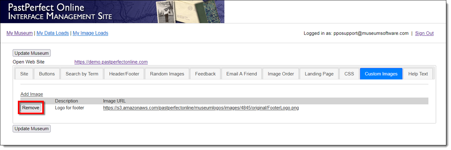 Add Image link in the Custom Images tab of IMS.