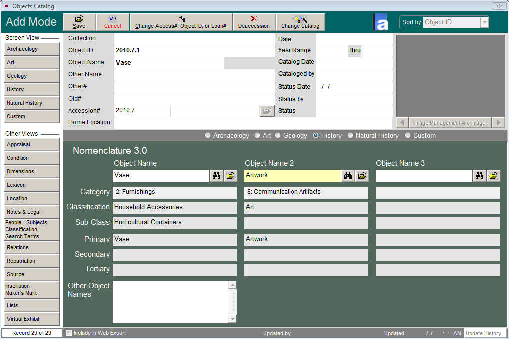 Lexicon Screen View - Multiple Object Names
