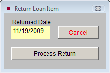 Return Loan item screen.