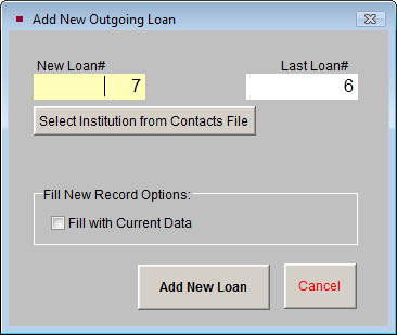 Add a new outgoing loan screen.