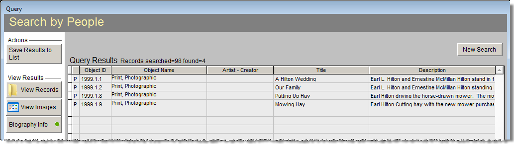 Sample screenshot of Search by People