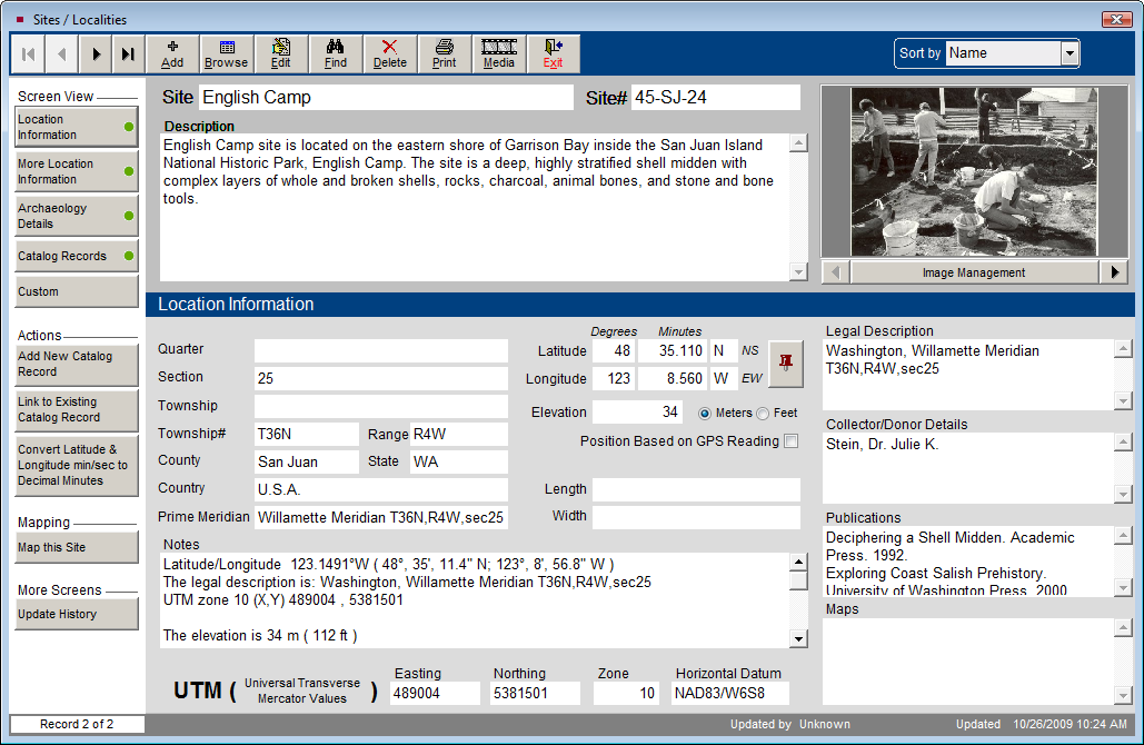 Location Information Screen View