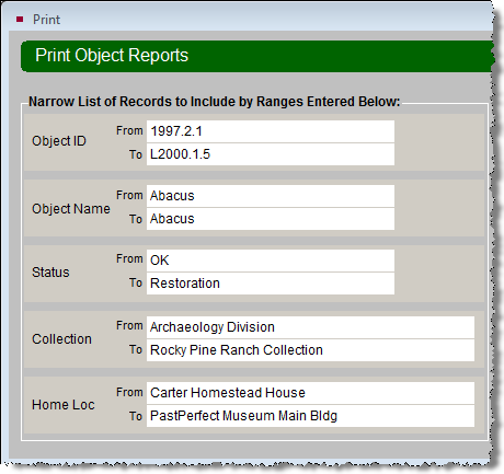 Narrow Objectname from Abacus to Abacus will return only records with that object name.