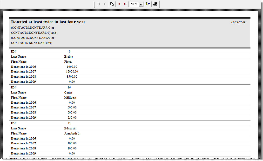 preview of a form based layout.