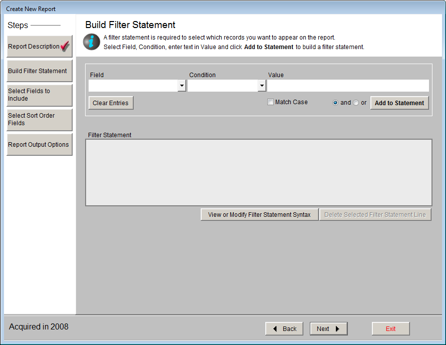 Build Filter Stetment Screenshot.