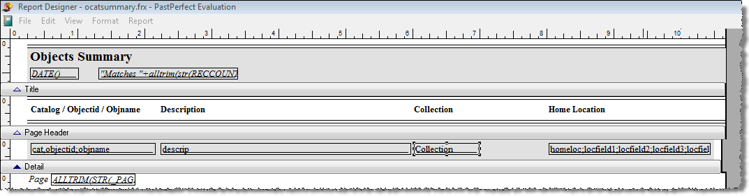 image of the report designer screen with the collection field small