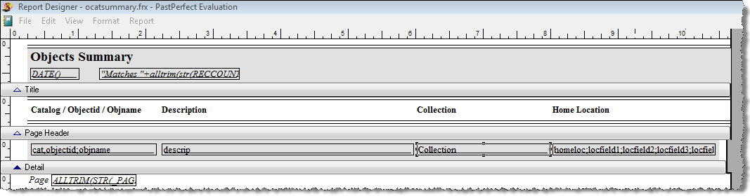image of the report designer screen with the collection field larger