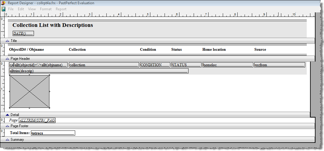 Image of the Report Designer screen with an image added to the report