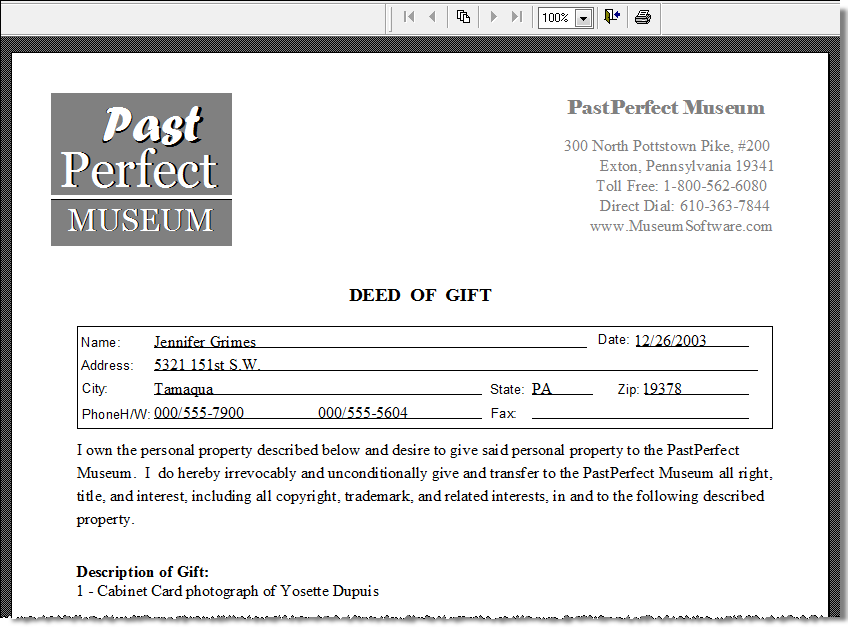 image of the modified report with a logo