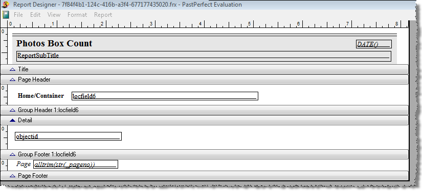 Image of the Report Designer screen