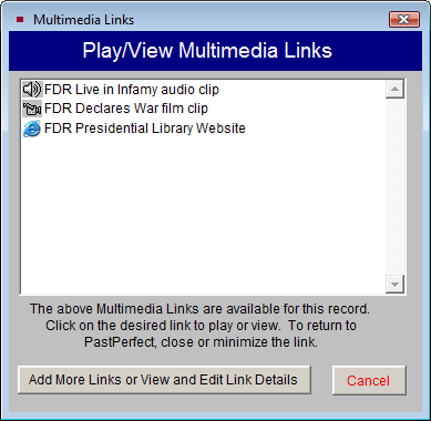 Multimedia Links screenshot