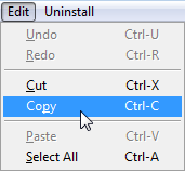 Screenshot of Edit pulldown screen