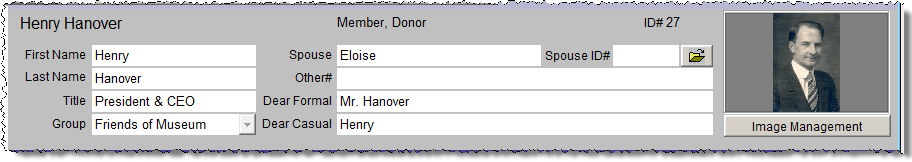 detail image of the top portion of the Contacts screen