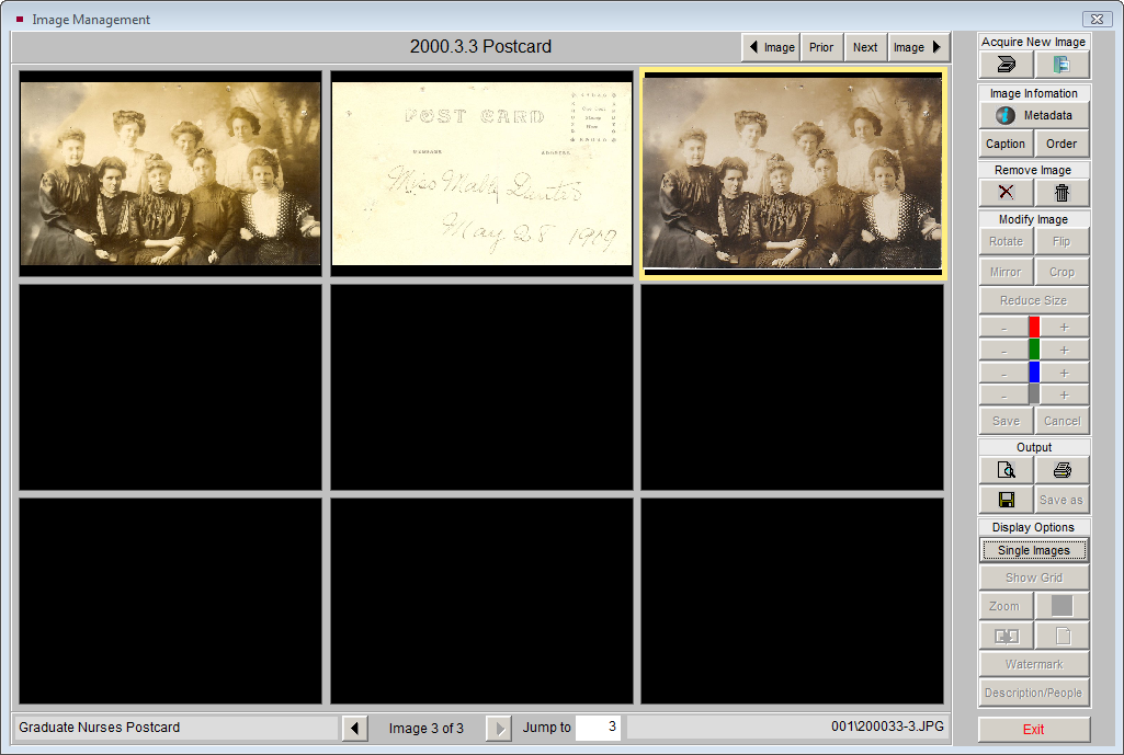 image of the Image Management screen with Multiple Images displayed