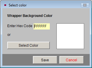 screen shot of the Select Color screen