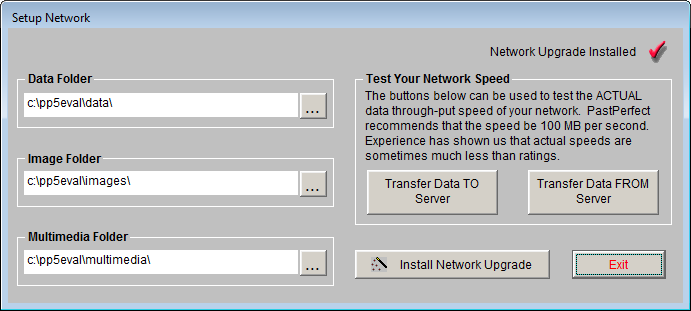 screenshot of Setup Network screen
