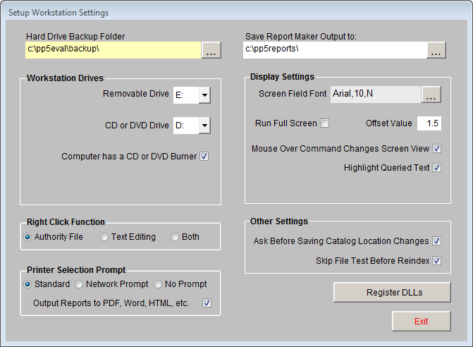 Setup Workstation Setting screenshot