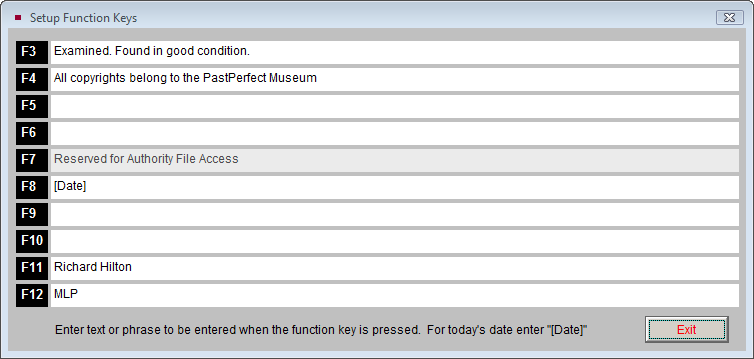 Funtion Key setup screenshot.