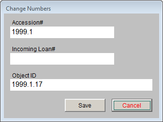 subscreen showing fields that allow users to change item numbers.