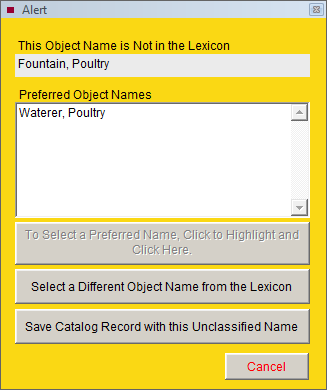 screenshot of the Lexicon alert page showing a preferred term.