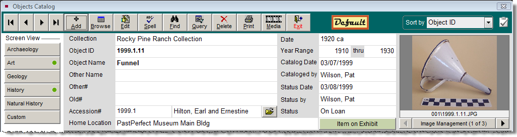 screenshot of a record that is designated as the default record.