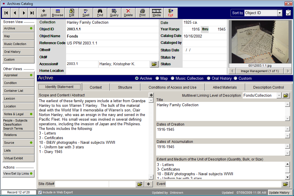 Sample Parent record for multilevel linking.