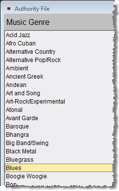 Genre authority file.
