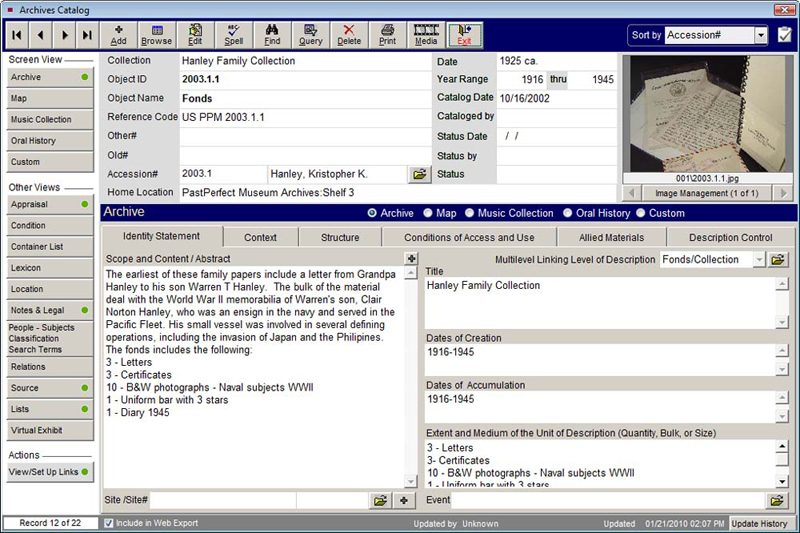 Archives Catalog - Standard Screen