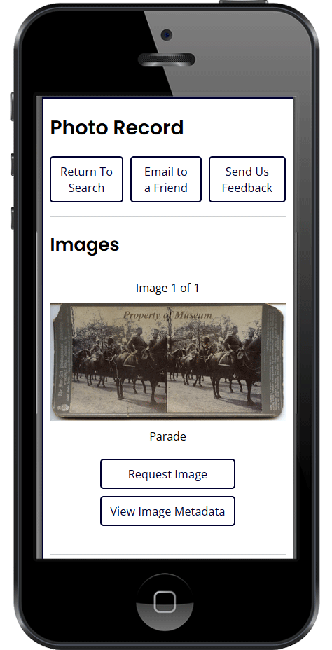 Catalog record as displayed on a mobile device such as a tablet or smart phone.