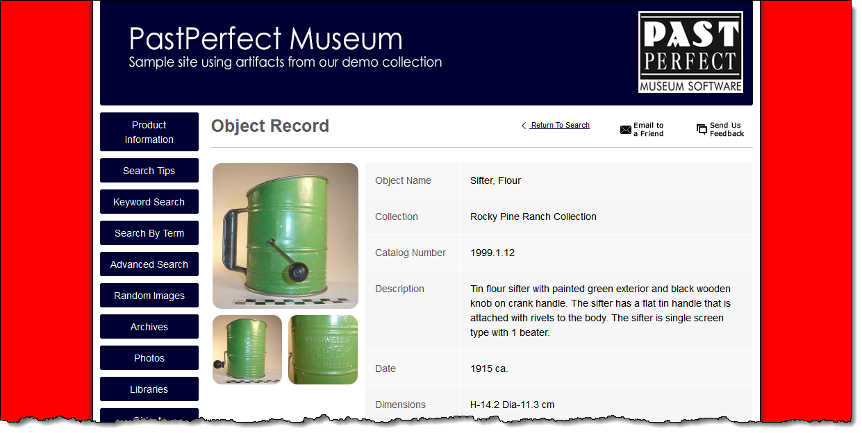Example of site with a red background