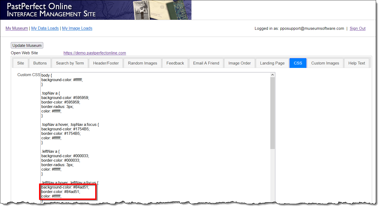 leftNav hover background
