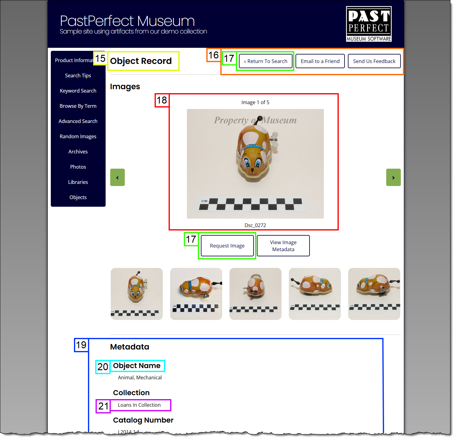 Record Page with elements highlighted and numbered