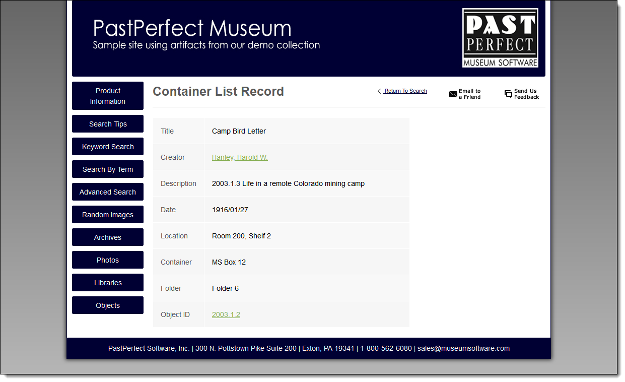 Container List record online