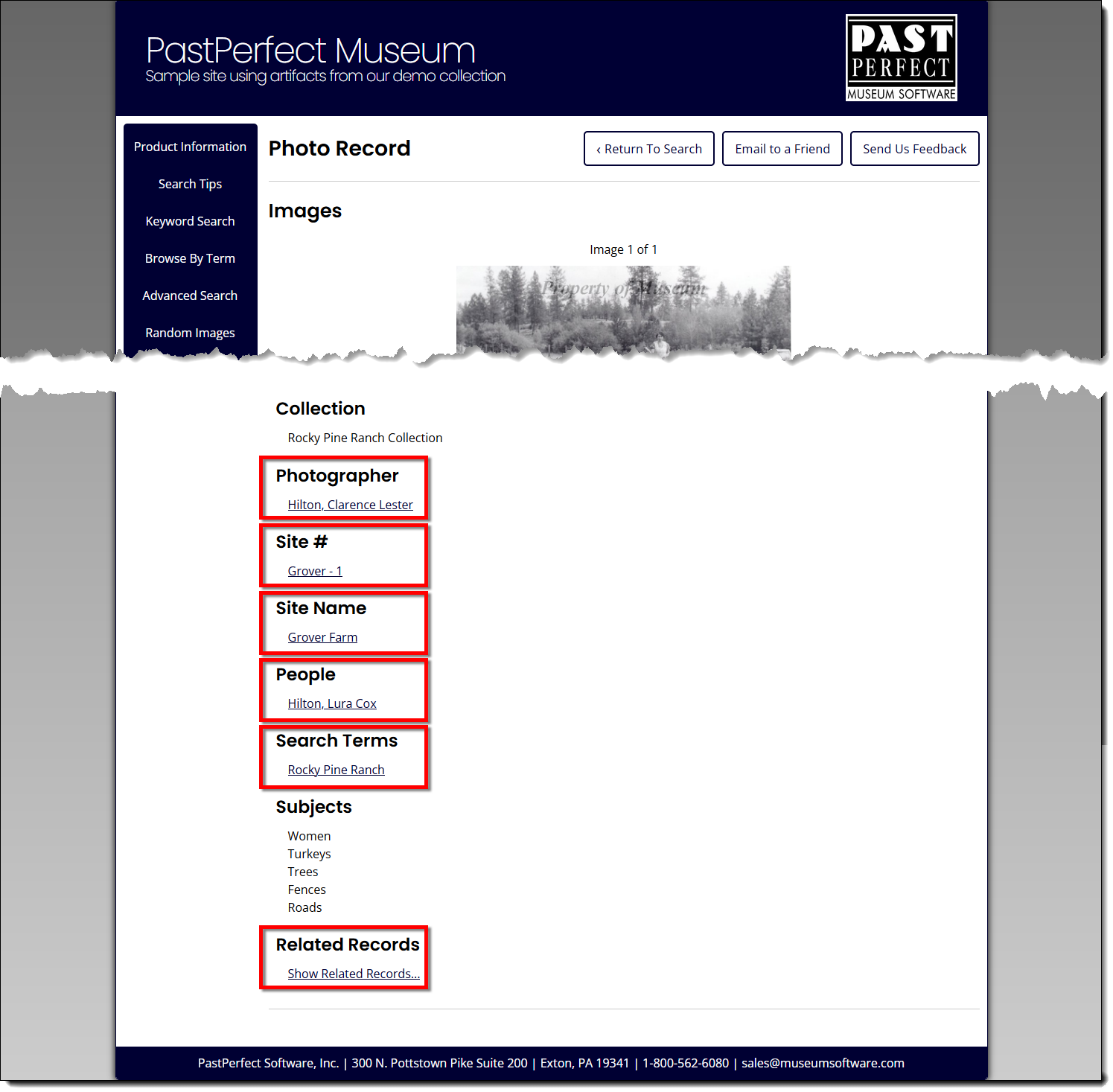 Catalog Record page online highlighting links to additional record types