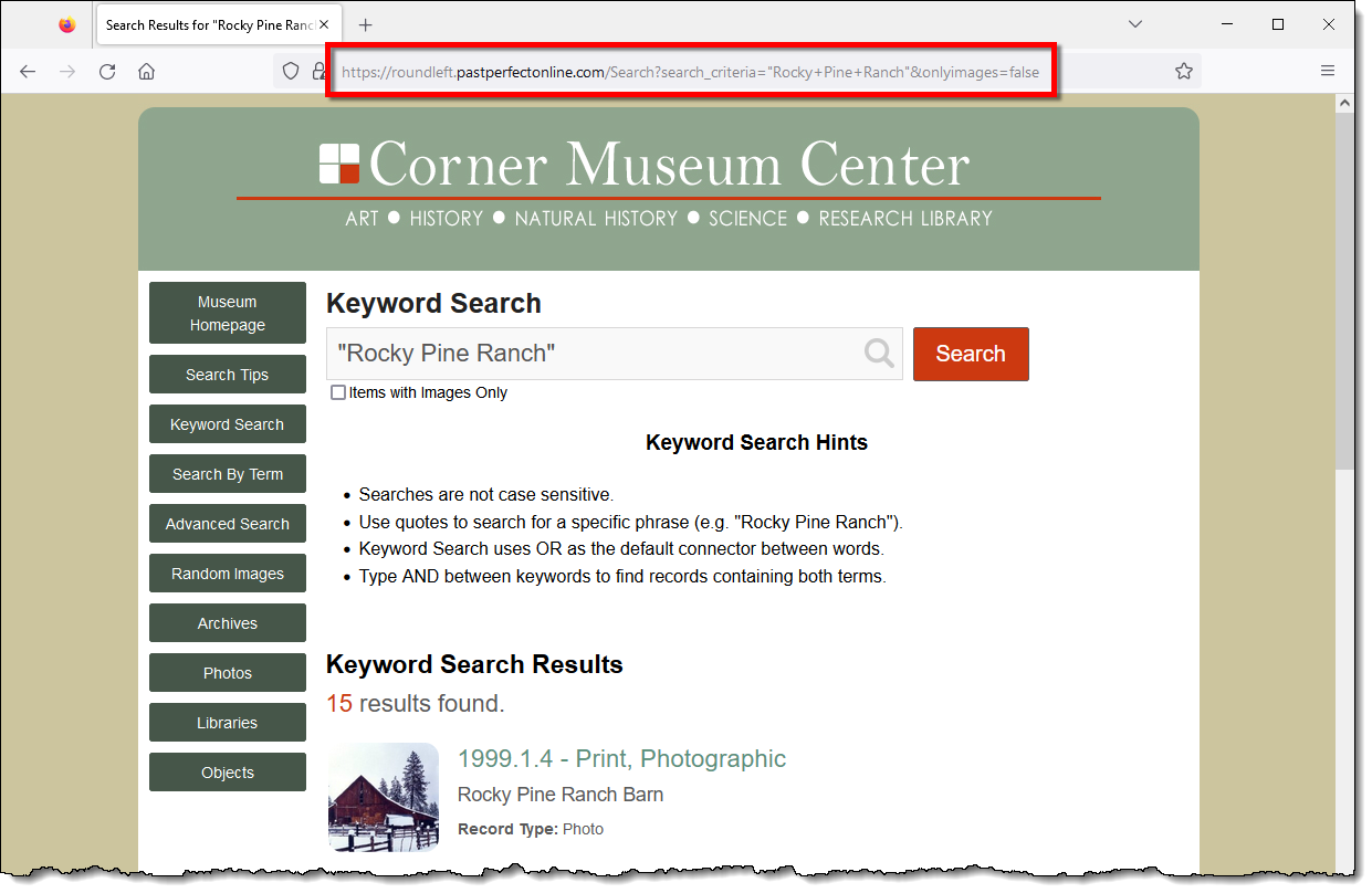 Corner Museum Center search results
